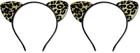 عصابة رأس Huachi Cheetah Ears للنساء، زي آذان الفهد مع وشم الوجه، إكسسوارات رأس الفهد للهالوين in Saudi Arabia