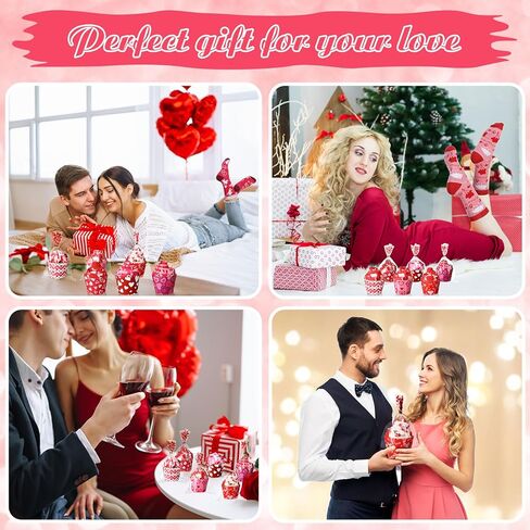 6 Pairs Valentine's Day Cupcake Socks Gifts Heart Socks for Women Heart Print Crew Socks Novelty Socks in Saudi Arabia
