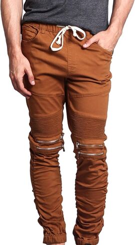 Victorious Zipper Knee Biker Twill Jogger Pants in Kuwait