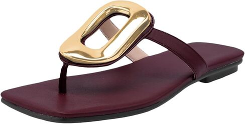 Flip Flops For Women Comfort Thong Flat Slide Sandals Summer Beach Open Square Toe Shoes with Metal Decoration Casual Fashion in Saudi Arabia