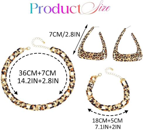 CLOACE Leopard Chunky Choker Necklace Set Thick Earring Punk Cuban Chain Jewelry Accessories for Women in Saudi Arabia
