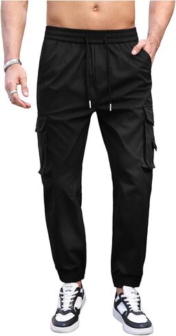 SOLY HUX Men's Casual Work Cargo Pants Slim fit Outdoor Hiking Joggers with Pockets in Saudi Arabia