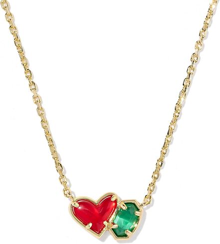 Kendra Scott Ari Heart Emilie Pendant Necklace in Azalea Illusion And Rose Quartz, 14k Gold Plated Brass, Fashion Jewelry for Women in Saudi Arabia