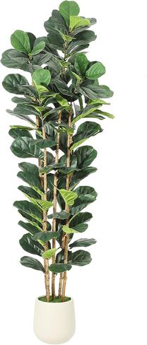 5ft Faux Fiddle Leaf Fig Tree with White Planter, Floor Fake Plants, Realistic Artificial Plants for Home Office Living Room Decor, Housewarming Gift in Saudi Arabia