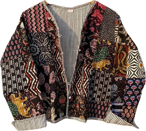 Indian Patchwork Cotton Jacket | Reversible Coat | Winter Quilted Cotton Jacket for Women in Saudi Arabia