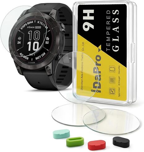 [4 قطع] شاشة حماية لساعة جارمين فينيكس 7X سولار/ 7X الياقوت الأزرق الشمسي + سدادات سيليكون مضادة للغبار، ايدابرو مضادة للخدش وخالية من الفقاعات in Kuwait