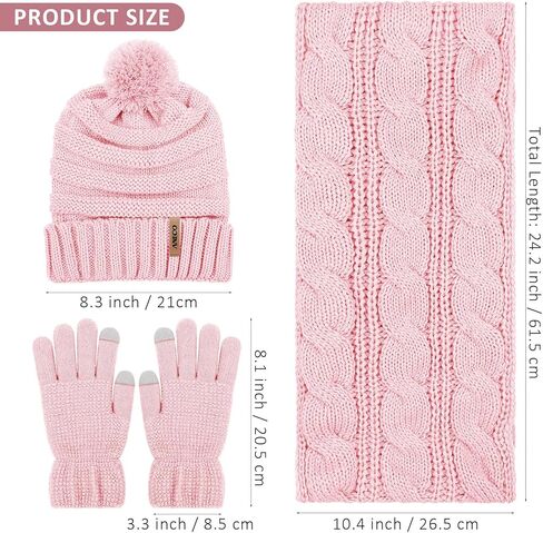 Aneco Winter Warm Knitted Scarf Beanie Hat and Gloves Set Men & Women's Soft Stretch Hat Scarf and Mitten Set in Kuwait