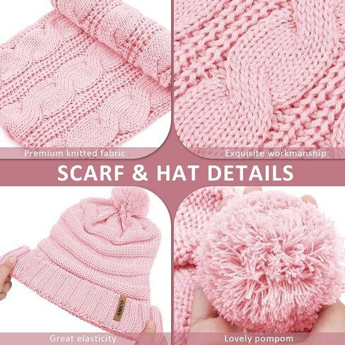 Aneco Winter Warm Knitted Scarf Beanie Hat and Gloves Set Men & Women's Soft Stretch Hat Scarf and Mitten Set in Kuwait
