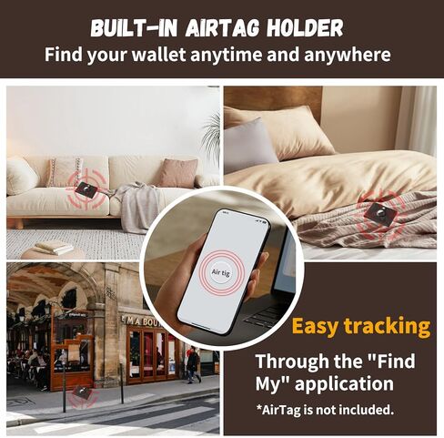 محفظة DuskDrapes الجلدية مع AirTag-RFID Blocking Bifold Wallet للرجال، حامل بطاقة ائتمان نحيف مع نافذة لبطاقة الهوية. فتحات للبطاقات وجيب للنقود، محفظة جلدية بنية للاستخدام اليومي والسفر (النمط A) in Saudi Arabia