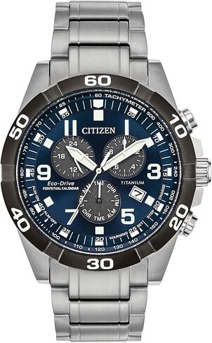 Citizen Men's Eco-Drive Sport Casual Brycen Chronograph Watch, Super Titanium™, Perpetual Calendar, Tachymeter 12/24 Hour Time, Alarm, Date in Saudi Arabia