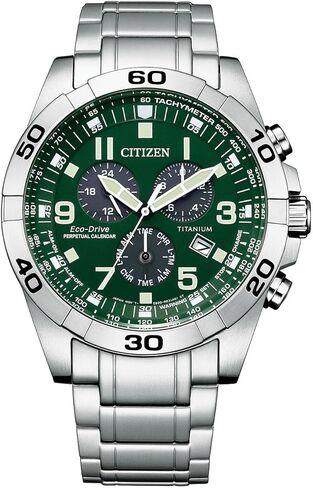 Citizen Men's Eco-Drive Sport Casual Brycen Chronograph Watch, Super Titanium™, Perpetual Calendar, Tachymeter 12/24 Hour Time, Alarm, Date in Saudi Arabia