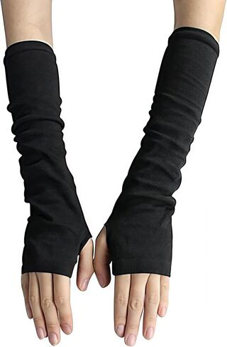 Fingerless Elastic Arm Sleeve Winter Warmer Armsleeve Cuff for Ladies Women Girl Color Light Grey in Kuwait
