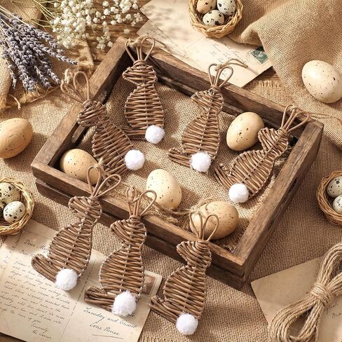 Vercraft 24 Pcs Neutral Valentines Day Heart Ornaments Rattan Wicker Heart Ornaments 3.15 Inch Rustic Farmhouse Valentines Day Vase Bowl Fillers Boho Decorations for Tree Home Wedding Table Craft in Saudi Arabia