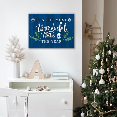 AEHIE Christmas Wall Art Decor,Christmas Wall Decorations,Farmhouse Xmas Decor Framed Canvas Wall Art For Office Kitchen,It's The Most Wonderful Time Of The Year Wall Decor 11x14 in Saudi Arabia