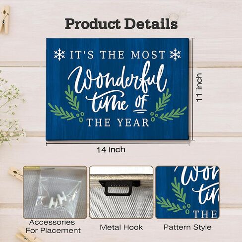 AEHIE Christmas Wall Art Decor,Christmas Wall Decorations,Farmhouse Xmas Decor Framed Canvas Wall Art For Office Kitchen,It's The Most Wonderful Time Of The Year Wall Decor 11x14 in Saudi Arabia