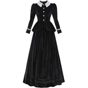 LTAKK Victorian Dress for Women Edwardian Costume Velvet 1800s Dresses Vintage Blouse Skirt 2 Piece in Saudi Arabia