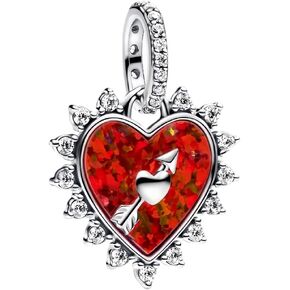 925 Sterling Silver Bead Charm Cupid's Arrow Red Heart Charms Fit for Pandora Bracelets and Necklaces Christmas Dangle Pendant for Women Jewelry, Mother's Birthday Gift in Saudi Arabia