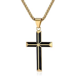 FUTPLOR Cross Necklace for Men, Silver Gold Black Stainless Steel Cross Enamel Craft Minimalist Faith Cross Jewelry Mens Cross Pendant 24 Inch Adjustable Box Chain Unisex Cross Jewelry in Saudi Arabia