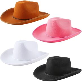 SGBETTER 4 Pack Cowboy Hat Felt Texan Country Cowboy Hat with Neck Drawstring for Adult Cowboy Cowgirl Theme Party in Saudi Arabia