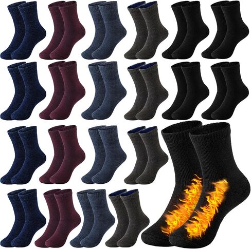 20 Pairs Men's Wool Socks Bulk Thermal Winter Gift Socks Thick Cozy Interior Warm Boot Socks for Women Men Cold Weather Christmas Hiking Camping Skiing in Saudi Arabia