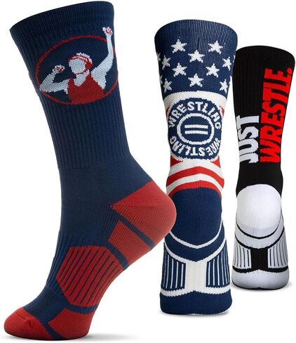 ChalkTalkSPORTS Wrestling Performance Crew Socks - Multiple Designs & Colors - Youth & Adult - Wrestling Mid-Calf Socks Packs in Saudi Arabia