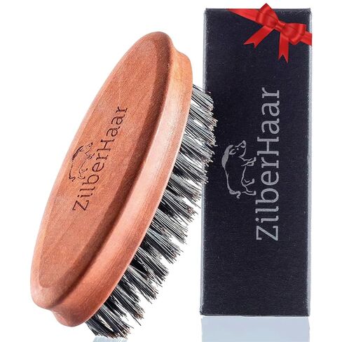 فرشاة الشارب واللحية للجيب من زيلبرهار - فرشاة صغيرة بشعيرات الخنزير القاسية - أداة مثالية للعناية باللحية - تخفف من حكة اللحية - قصيرة ومتوسطة - صنع في ألمانيا in Kuwait