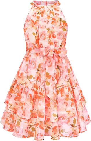 GRACE KARIN Girls Summer Beach Dress Floral Hawaiian Halter Chiffon Party Wedding Vacation Sundress 7-14Y in Saudi Arabia