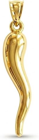 Charm America - Gold Italian Horn Charm - 14 Karat Solid Gold - Dangle Charm - Cornicello Charm Pendant in Kuwait