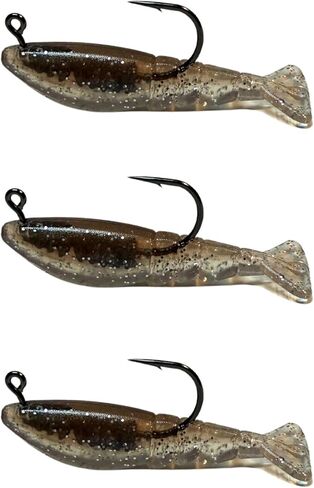 Four Horsemen Boom Boom Shrimp Plastic Bait Made in USA Saltwater Fishing Lures for Speckled Trout, Redfish - 1/8 Deathgrip Jighead Hook - Contains 2 Swimbaits in Kuwait