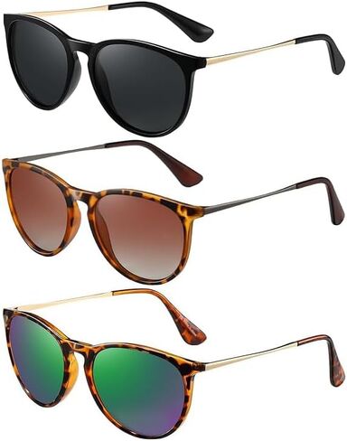 (3 PACK) Vintage Round Sunglasses for Women Men Classic Retro Designer Style in Saudi Arabia