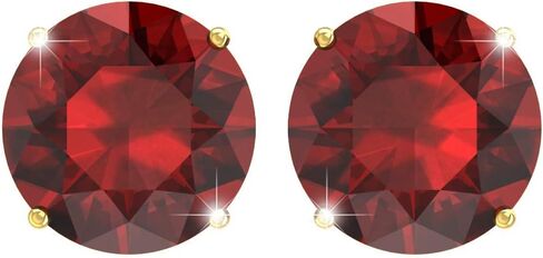 Belinda Jewelz Birthstone Earrings for Women 14k White or Yellow Gold Jewelry Gemstone Fine Stud Earring 7 mm Round Sparkle Bling Zodiac Prong Setting Gems Fashion Accessories Gifts in Saudi Arabia