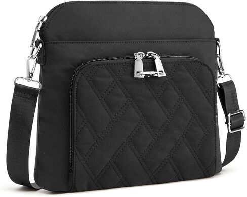 G4Free Anti-Theft Crossbody Bags for Women, Lightweight Nylon Shoulder Purse Medium Handbags for Travel Work-Black&Red in Saudi Arabia
