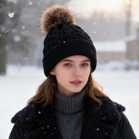 Womens Beanies Winter Hats for Women Men with Warm Fleece Lined for Cold in Saudi Arabia