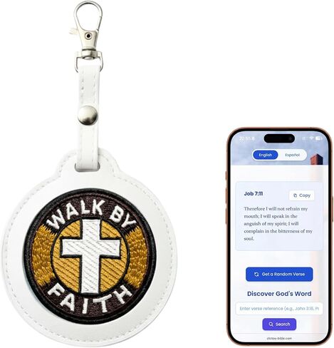 Ctctoo NFC الكتاب المقدس الآية المفاتيح التصحيح المطرزة | اضغط للحصول على الكتاب المقدس اليومي | هدية مسيحية ملهمة للرجال والنساء ومجموعات الشباب | علامة دينية ذكية لحقائب الظهر والمفاتيح in Kuwait
