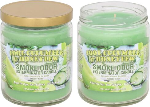 Smoke Odor Exterminator 13oz Jar Candles Cool Cucumber & Honeydew, (3) Set of Three Candles. in Saudi Arabia