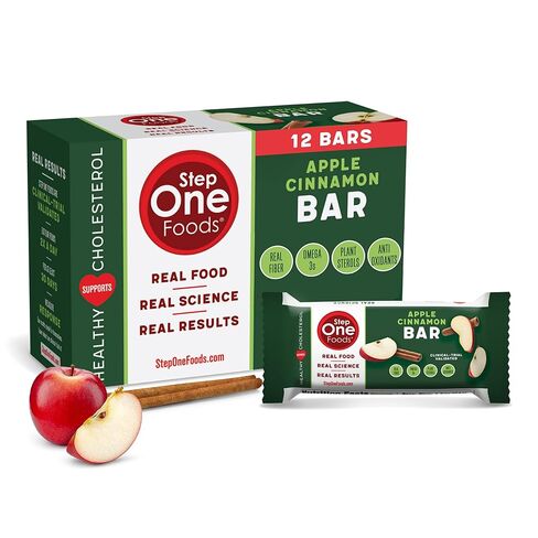 Step One Foods Apple Cinnamon Bars, Heart Healthy Snack Plant Sterols, Omega 3's and Dietary Fiber Gluten Free Vegan Granola Bar (12 Pack) in Saudi Arabia