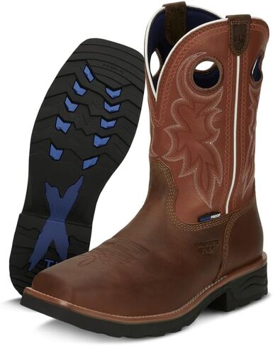 Tony Lama Mens Fireball Sq Toe Boots 10 EE Brown in Saudi Arabia