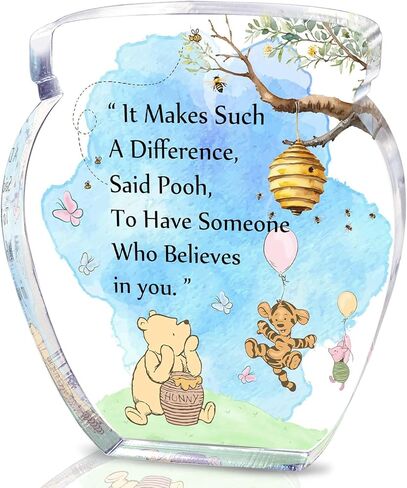 Hunny Pot Shape Acrylic Desk Decor Bear Friendship Gifts for Women Inspirational Gifts, Pooh Quotes Desk Sign Decor, Birthday Gifts Graduation Gifts for Women Best Friend Mom Sister - 01 in Saudi Arabia