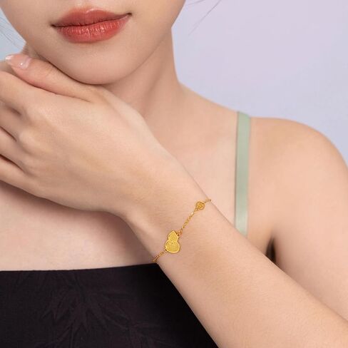 ZHOU LIU FU 24K Solid Gold Bracelet for Women, Real Pure Gold Jewelry Fortune Gourd Charm Gold White Jade Red Agate Green Nephrite Jade Bracelet for Men Girlfriend Boyfriend Gifts in Saudi Arabia