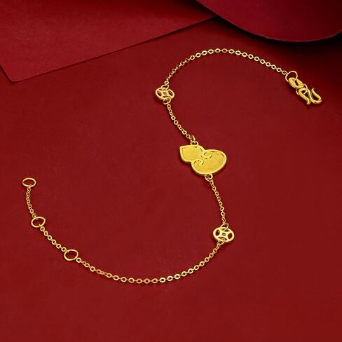 ZHOU LIU FU 24K Solid Gold Bracelet for Women, Real Pure Gold Jewelry Fortune Gourd Charm Gold White Jade Red Agate Green Nephrite Jade Bracelet for Men Girlfriend Boyfriend Gifts in Saudi Arabia