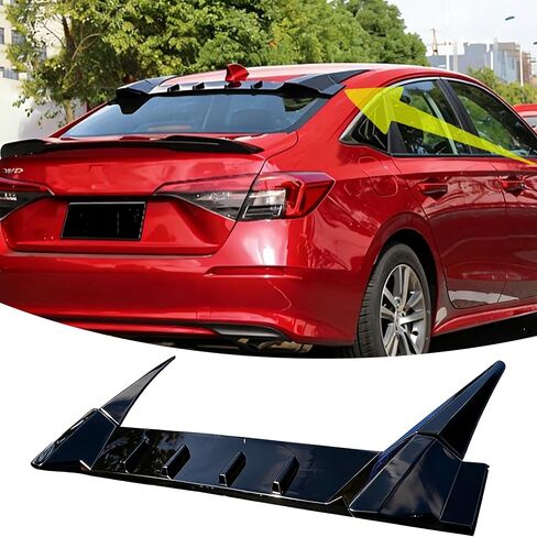 Rear Window Roof Spoiler Visor Wing Compatible with Honda Civic 2013-2015 9TH Sedan EX/EX-L/HF/LX/SE/Si R Style Gloss Black Exterior Accessories in Saudi Arabia