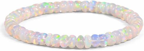 GEMS OF BAY Natural Ethiopian Opal Bracelet, Stretchable Bracelet, Welo Fire, Smooth Bracelet, Jewelry, Beads Bracelet,4 MM in Saudi Arabia