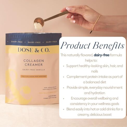 كريم الكولاجين من دوز آند كو، خالي من منتجات الألبان (كراميل) 12 أونصة (340 جم) - غير معدل وراثيًا، خالٍ من منتجات الألبان، خالي من الغلوتين، مكمل ببتيدات الكولاجين الخالي من السكر - يدعم الشعر والبشرة والأظافر in Kuwait