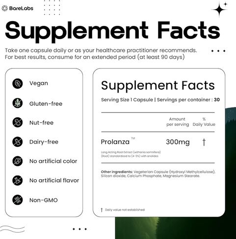 BareLabs All Day Ashwagandha: إطلاق إضافي لمدة 12 ساعة 20+ ويثانوليدات | مستخلص جذور نقي بقوة 300 مجم | يدعم النوم والطاقة الصحية وإدارة الإجهاد | برولانزا | للرجال والنساء|60 كبسولة in Saudi Arabia