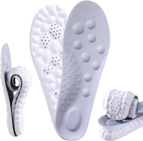 Memory Foam Insoles for Men & Women, 4D Cloud Cushion Shoe Inserts with Arch Support, Shock Absorbing Anti-Fatigue Comfort, for Plantar Fasciitis (Gray, Men 6.5-7 | Women 8.5-9-(255-260mm)) in Saudi Arabia
