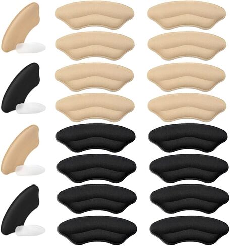 8 Pairs Heel Pads for Shoes, Heel Grips for Womens Men, Shoe Filler Inserts for Too Big, Heel Protectors for Heel Pain, Heel Grippers for Loose Shoes, Shoe Size Reducer, Prevent Blisters (Beige+Black) in Saudi Arabia