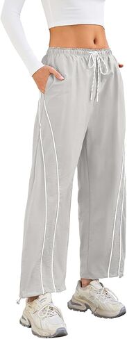 aswulk Womens Wide Leg Track Pants Drawstring High Rise Striped Elastic Waist Baggy Pants in Saudi Arabia