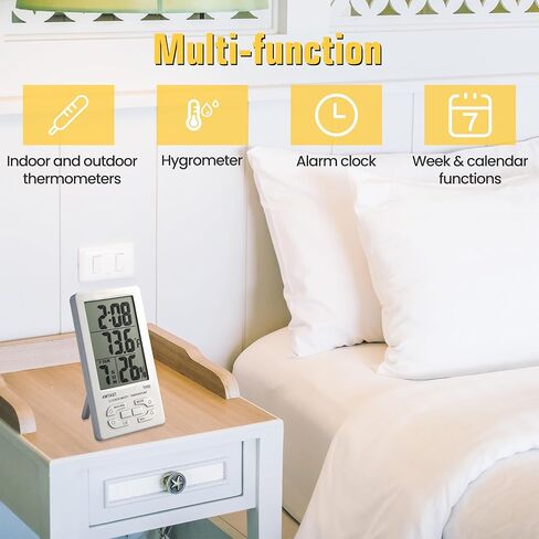 AMTAST Digital Indoor Outdoor Thermometer, Room Hygrometer Gauge, Indoor Humidity Test Meter, Temperature Monitor with External Sensor in Kuwait