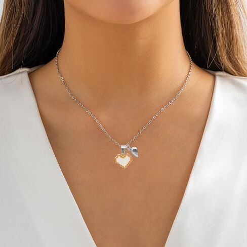 CJIAYUJEW Matching Necklaces for Couples Pink Heart Pendant Necklace Set Best Friends Matching Necklace Anniversary Valentine's Day Gift for Women Men in Saudi Arabia