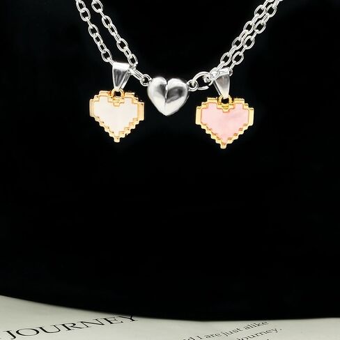 CJIAYUJEW Matching Necklaces for Couples Pink Heart Pendant Necklace Set Best Friends Matching Necklace Anniversary Valentine's Day Gift for Women Men in Saudi Arabia